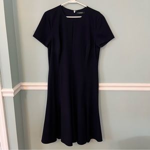 RALPH LAUREN women’s navy flouncy dress. Size 12.